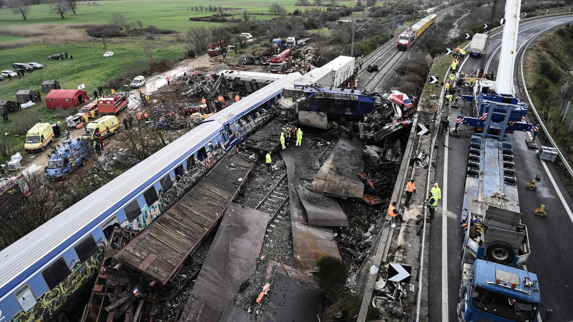 57 personer døde i togulykken sent tirsdag aften. Blandt de dræbte var mange universitetsstuderende. | Foto: Sakis Mitrolidis/AFP/Ritzau Scanpix