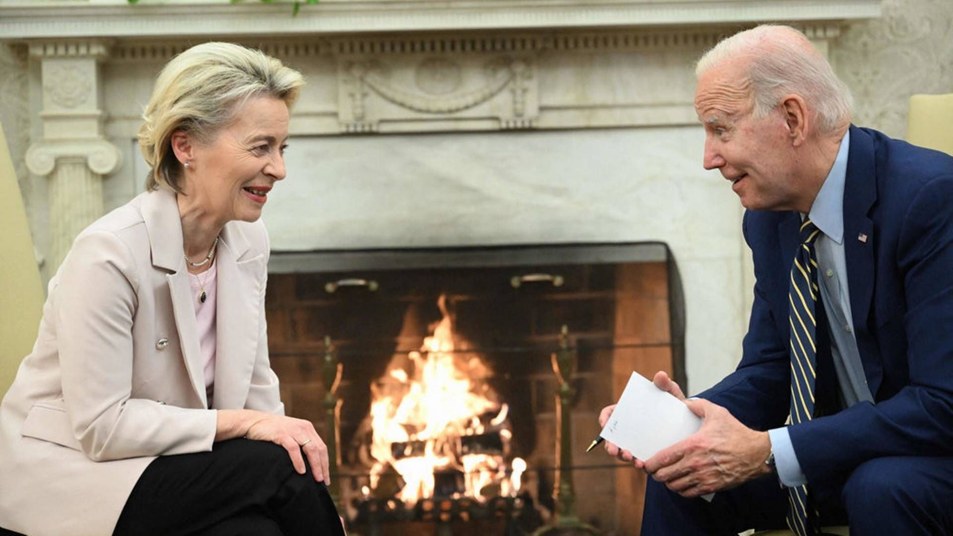 EU-Kommissionens formand, Ursula von der Leyen, mødtes fredag med den amerikanske præsident, Joe Biden, i Det Ovale Værelse i Det Hvide Hus i Washington D.C. | Foto: Mandel Ngan/Ritzau Scanpix