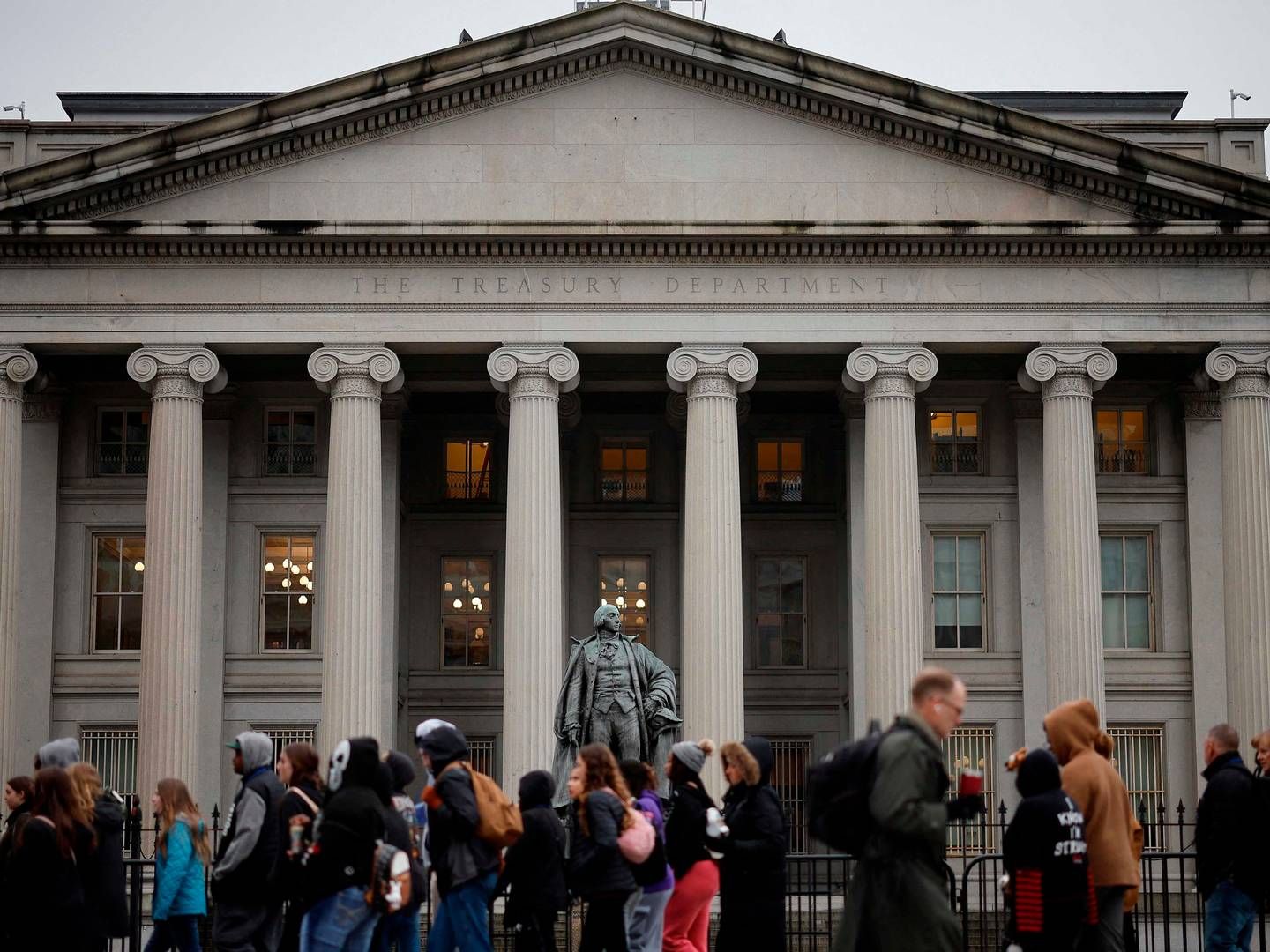 The U.S. Department of Treasury building pictured on March 13, 2023, in Washington., as government financial institutions joined together to bail out Silicon Valley Banks account holders after it collapsed. | Foto: Chip Somodevilla/AFP/Ritzau Scanpix