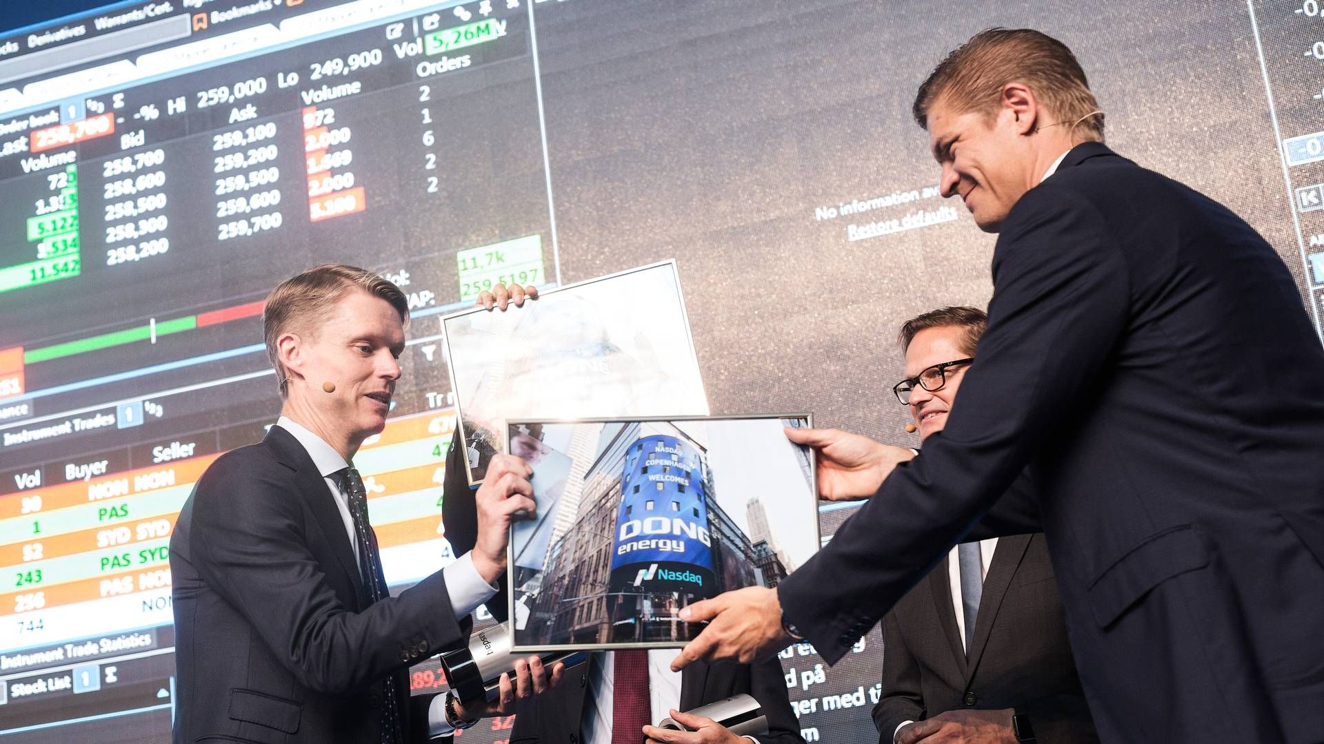 Daværende topchef i Dong Energy, Henrik Poulsen, ved energikoncernens børsintroduktion i 2016. | Foto: Katrine Marie Kragh