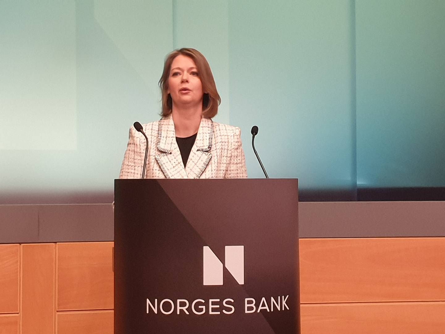 Sentralbanksjef Ida Wolden Bache ser ingen tegn til at utenlandske bankproblemer vil skape likviditetsproblemer for norske banker. | Foto: Sebastian Holsen