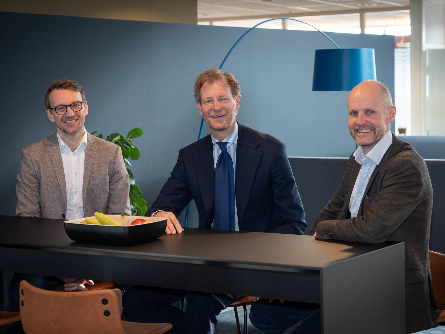 OPPKJØP Kjartan Nielsen Friis (t.v.) i Visma Property Solutions er fornøyd med kjøpet av selskapet til Sigmund Aas (midten) og Christian Lorange. | Foto: Visma