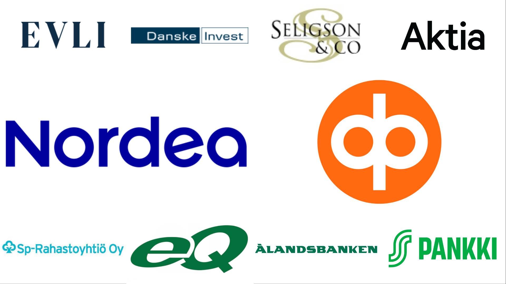 Photo: Pr / Evli, Danske Bank, Seligson & Co, Aktia, Nordea, Op, Sp‐rahastoyhtiö, qq, Ålandsbanken, S-bank