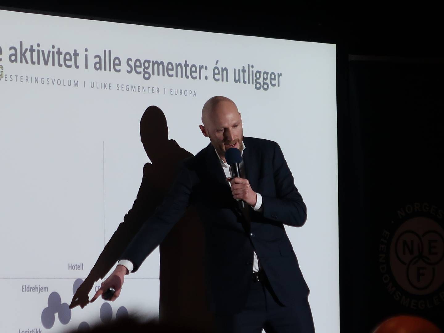 PÅ KONFERANSE: Robert Nystad på onsdagens konferanse i regi av NEF og Selvaag Bolig | Photo: Øystein Byberg