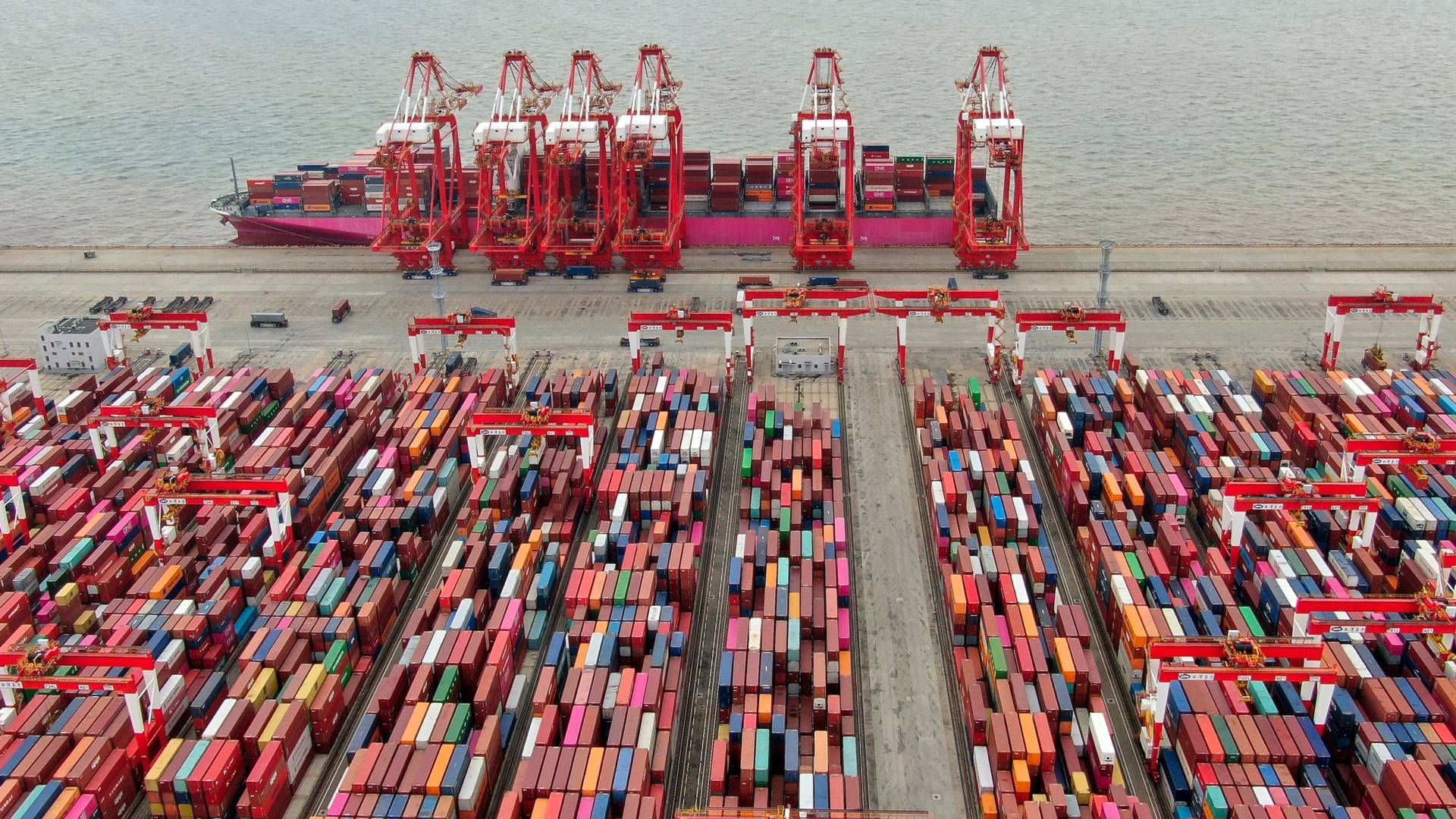 Luftfoto af Yangshan-containerhavn i Shanghai. | Foto: Uncredited/AP/Ritzau Scanpix