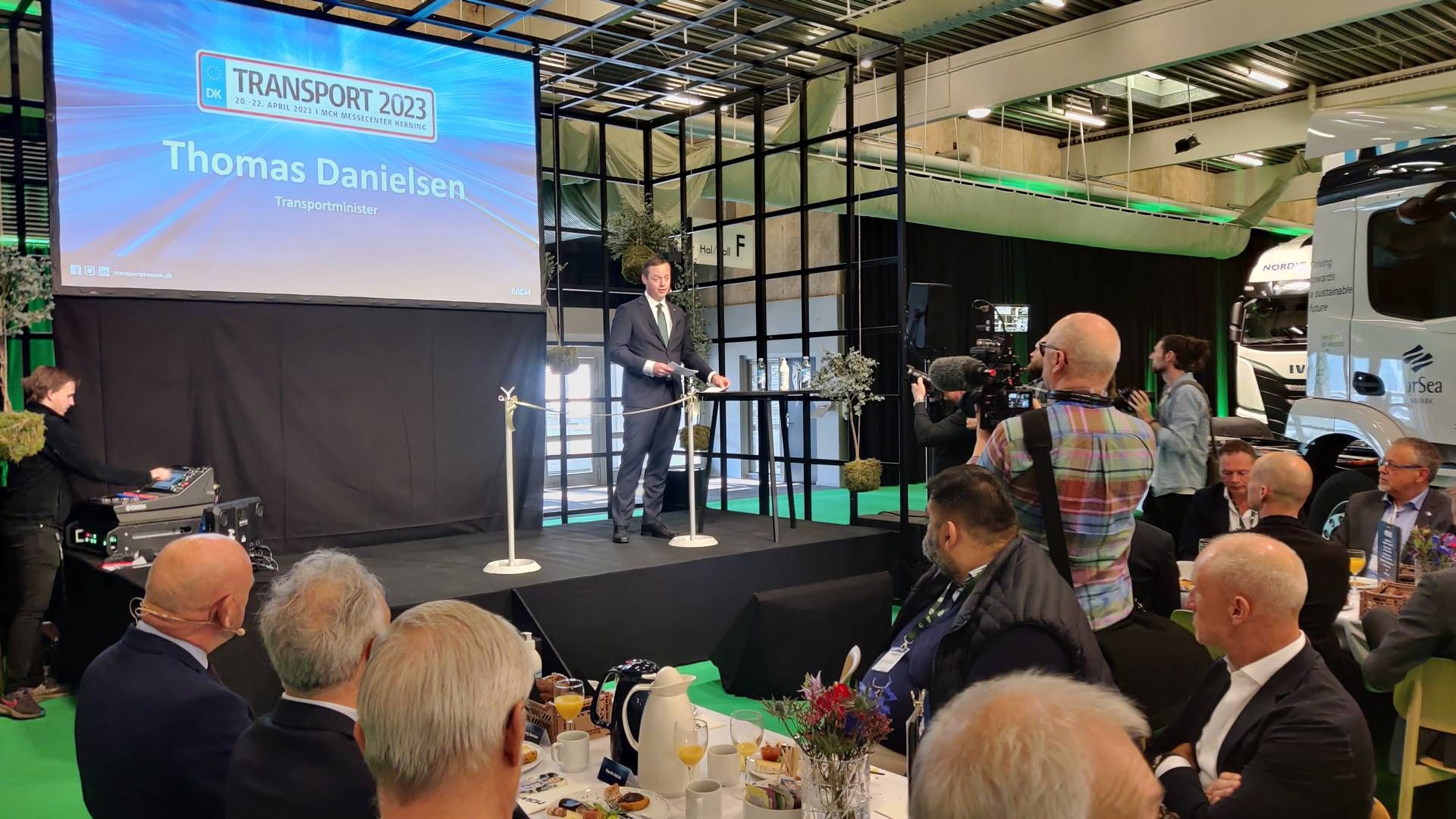 Transportminister Thomas Danielsen (V) åbnede Transportmessen 2023 i Herning. | Foto: Anja Hauge
