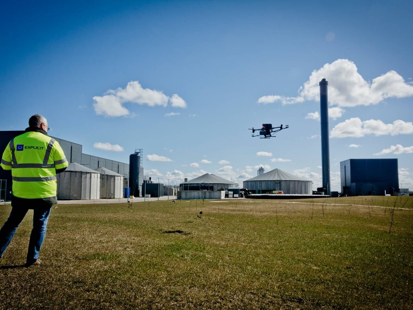 Explicits drone på arbejde ved et biogasanlæg. | Foto: Explicit Pr
