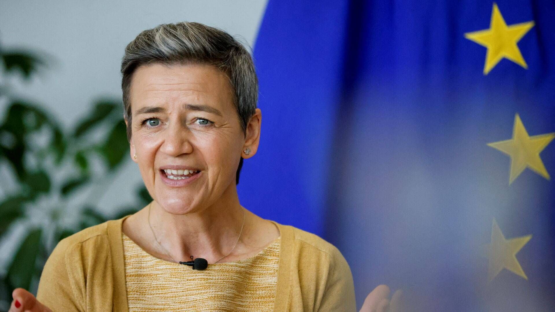 EU's konkurrencekommissær, Margrethe Vestager, mener ikke, der er en særlig stor risiko for, at producenter af grønt brændstof rykker til USA. | Foto: Johanna Geron/Reuters/Ritzau Scanpix