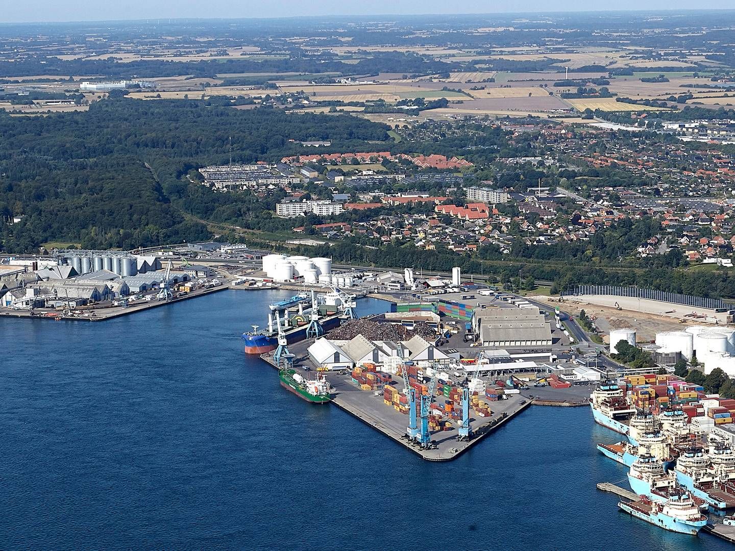 Fredericia Havn er en af de erhvervshavne, som selskabet ADP driver, hvor der bliver behov for store mængder brint i fremtiden. | Foto: Adp A/s