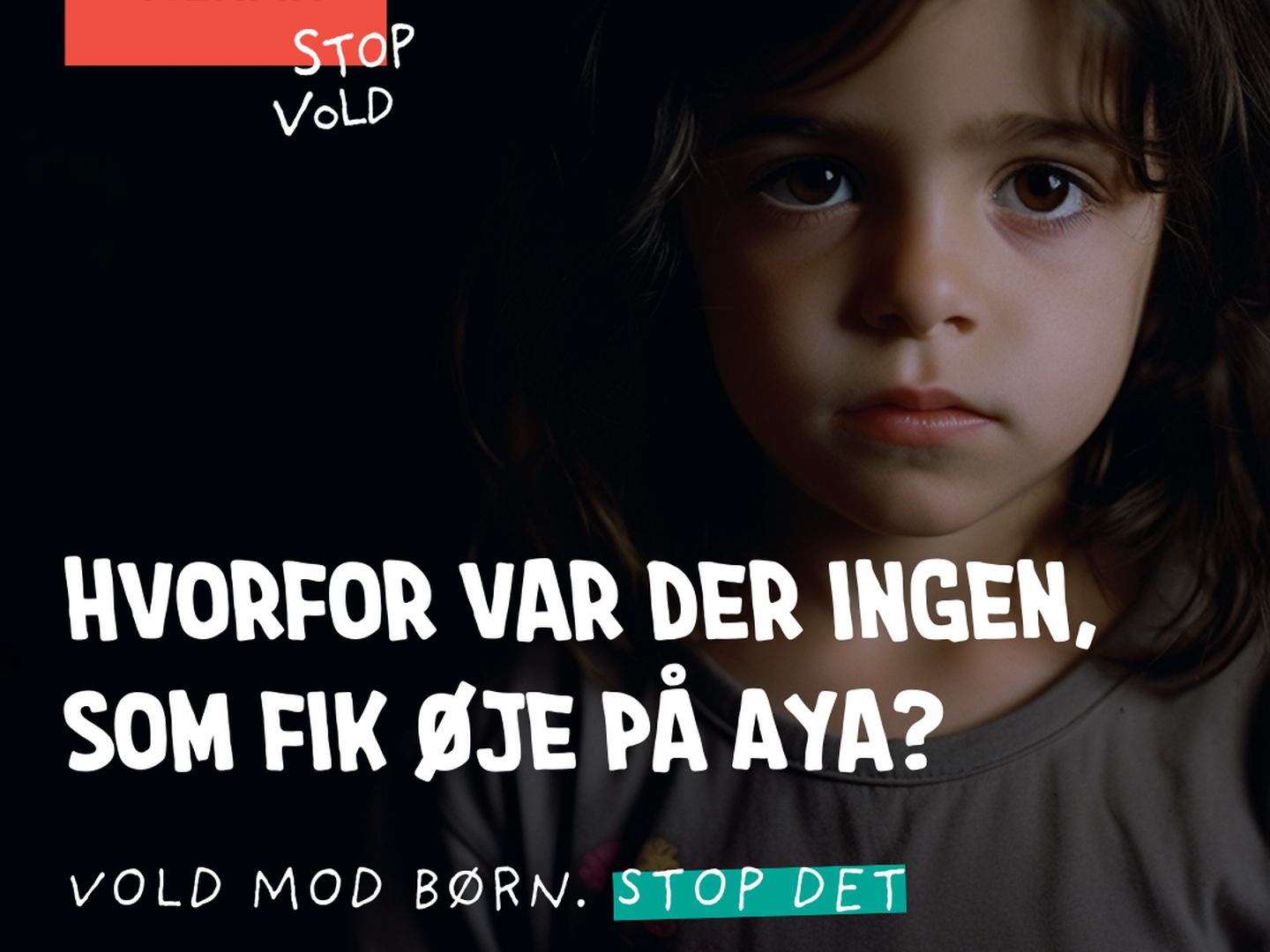 Aya på billedet i Børns Vilkårs kampagne er AI-genereret og altså ikke et ægte barn. | Foto: PR