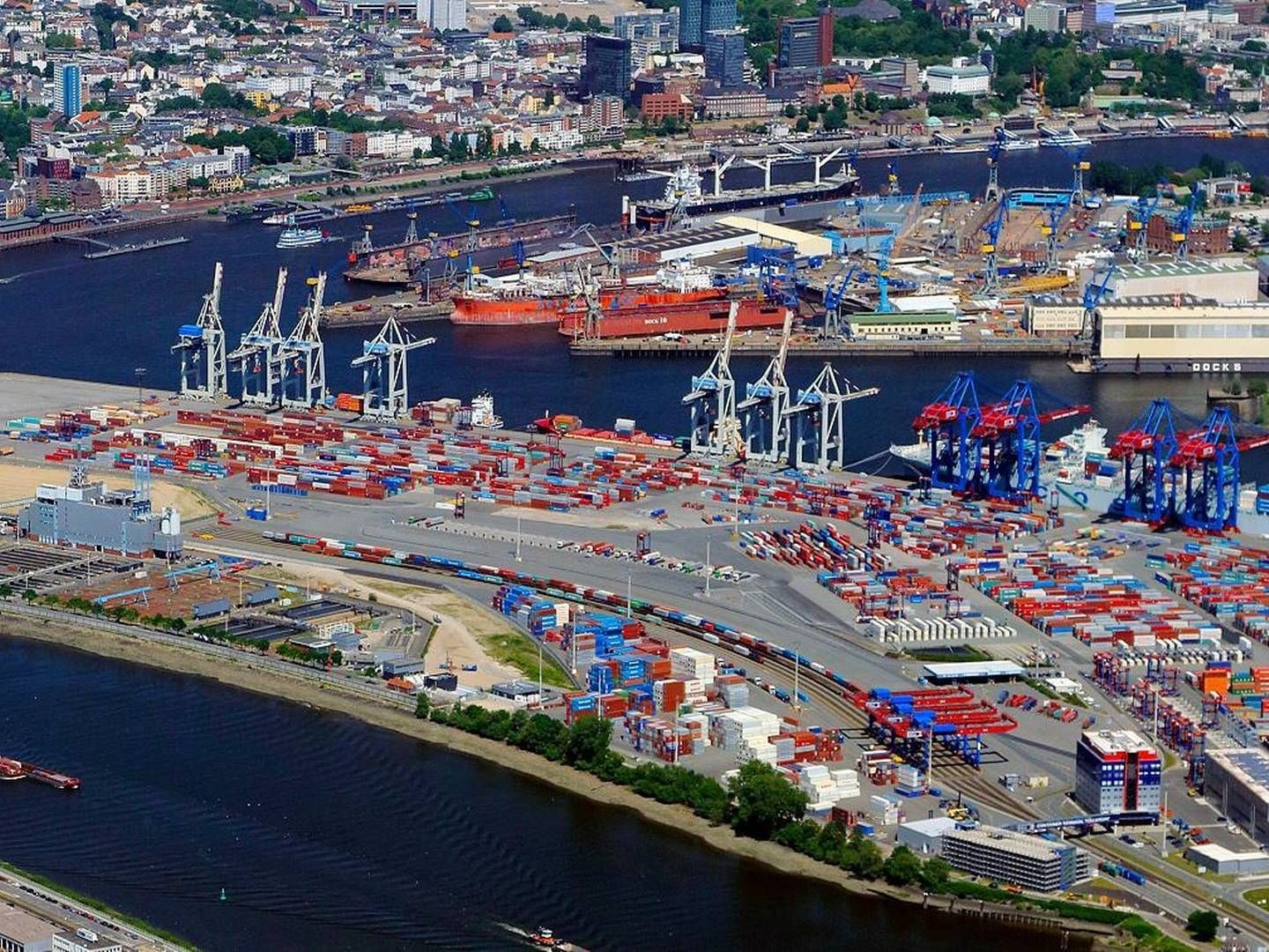 Hamburgs containerterminal får snart det statsejede kinesiske selskab Cosco som medejer. | Foto: Michael Lindner/port of Hamburg Marketing