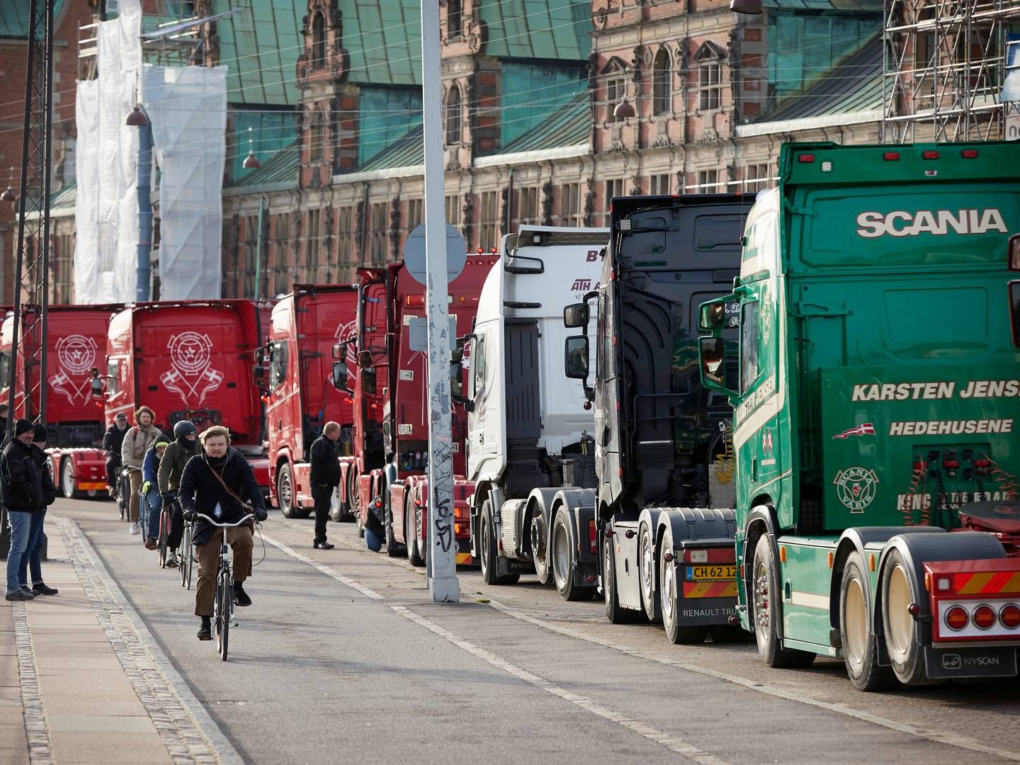 Hvorvidt der fortsat vil blive demonstreret blandt lastbilchauffører mandag er på nuværende tidspunkt uklart. | Foto: Jens Dresling/Ritzau Scanpix