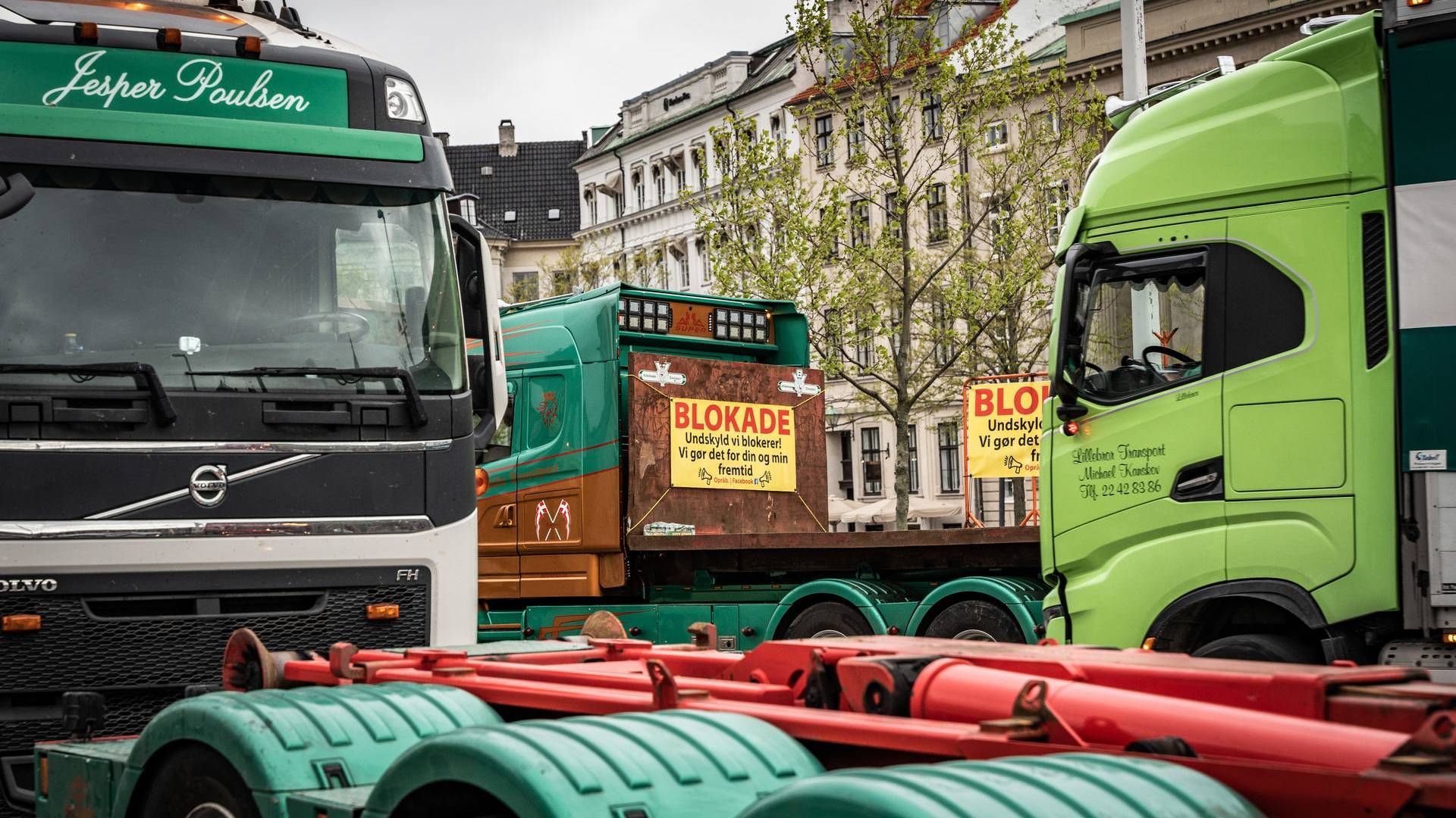 Der kan være flere aktioner på vej mod den omstridte kilometerafgift, regeringen vil indføre for tung transport. | Foto: Emil Nicolai Helms/Ritzau Scanpix