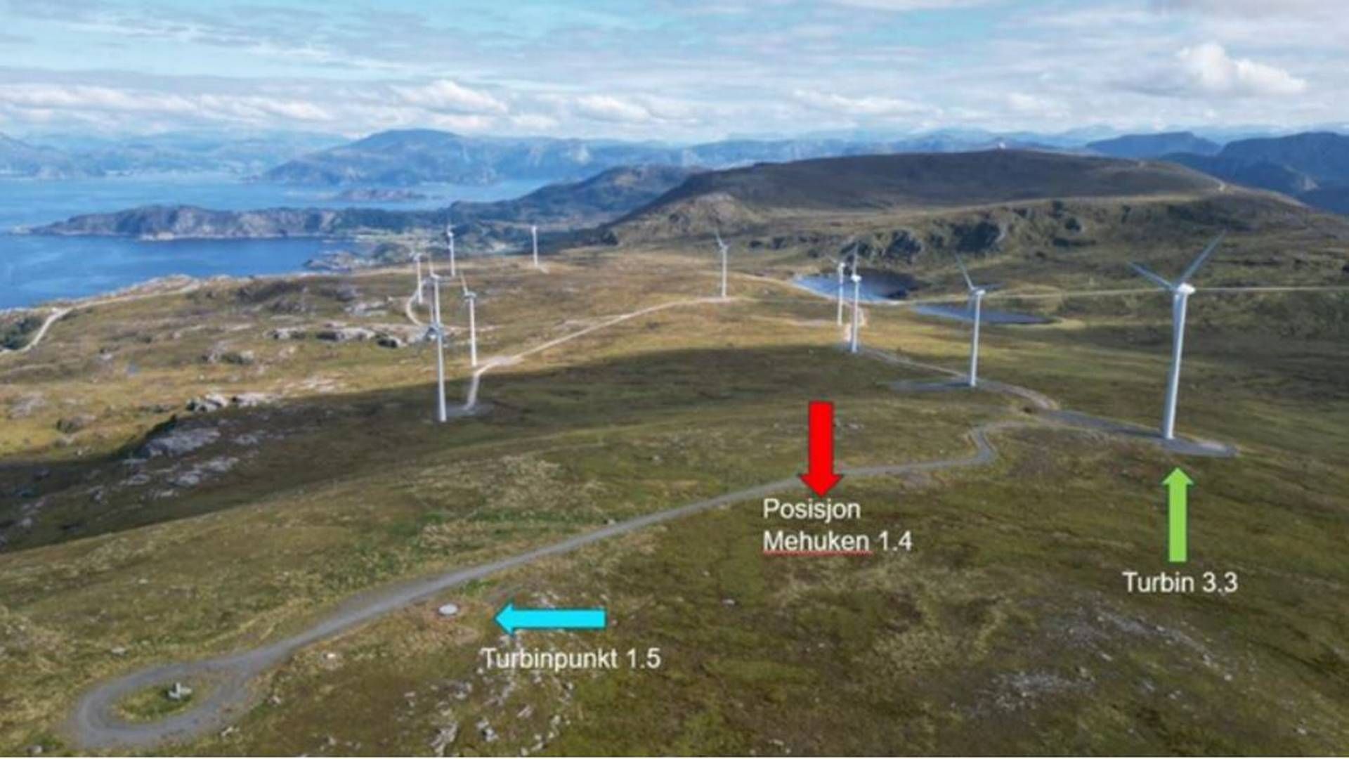 FÅR KLARSIGNAL: Turbinene ved Mehuken vindkraftverk får selskap av et nytt treårig testprosjekt. Illustrasjonen er fra konsesjonssøknaden. | Foto: Kvalheim Kraft