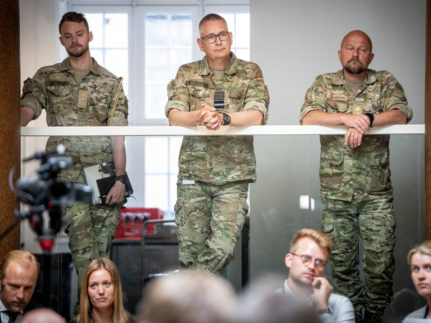 Forsvarschef Flemming Lentfer (i midten) deltog ved fremlæggelsen af regeringens udspil til et nyt forsvarsforlig på et pressemøde tirsdag. | Photo: Mads Claus Rasmussen