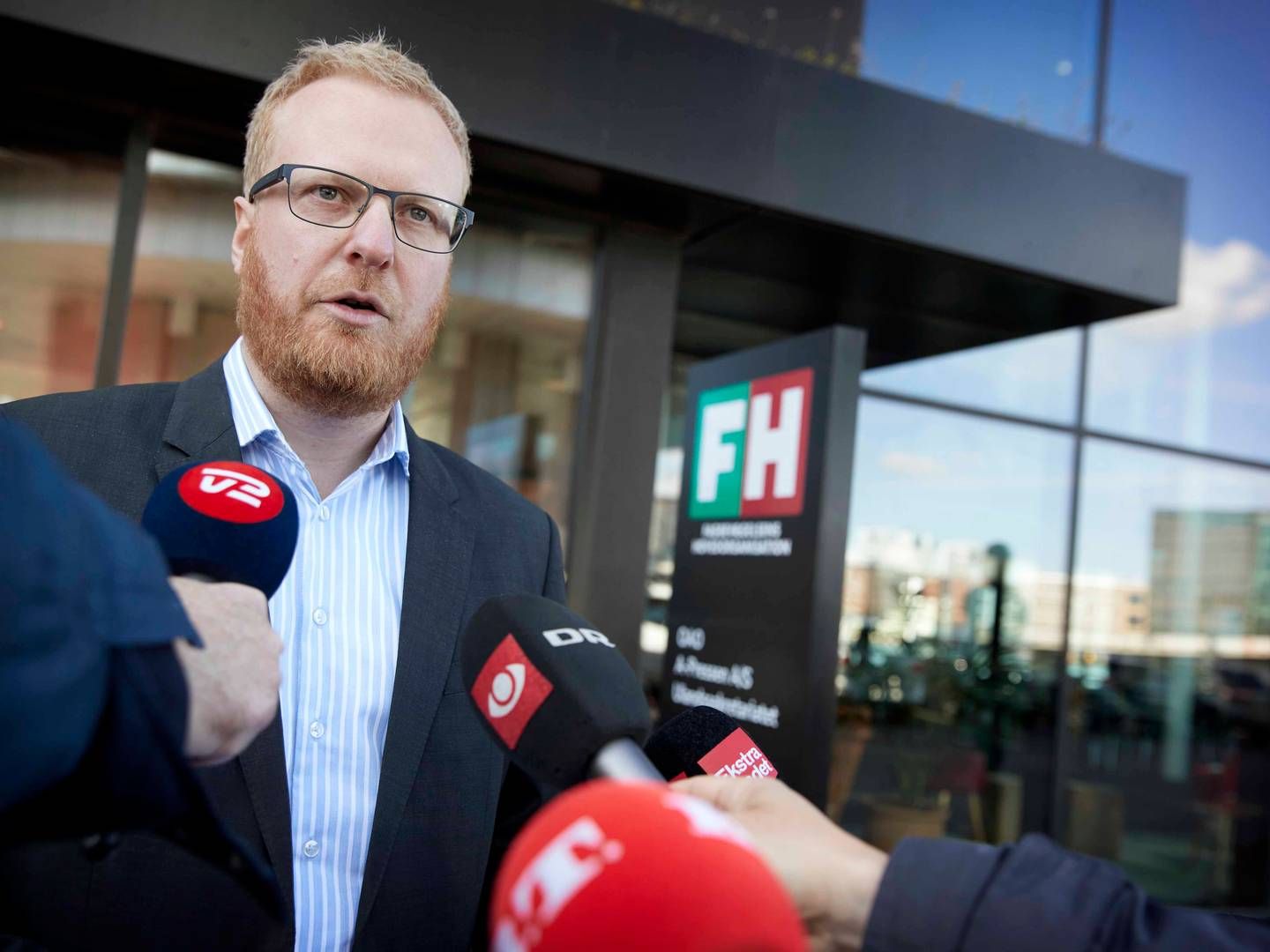 Morten Skov Christiansen løj, da han talte med pressen efter FH's krisemøde i april. | Foto: Jens Dresling/Ritzau Scanpix