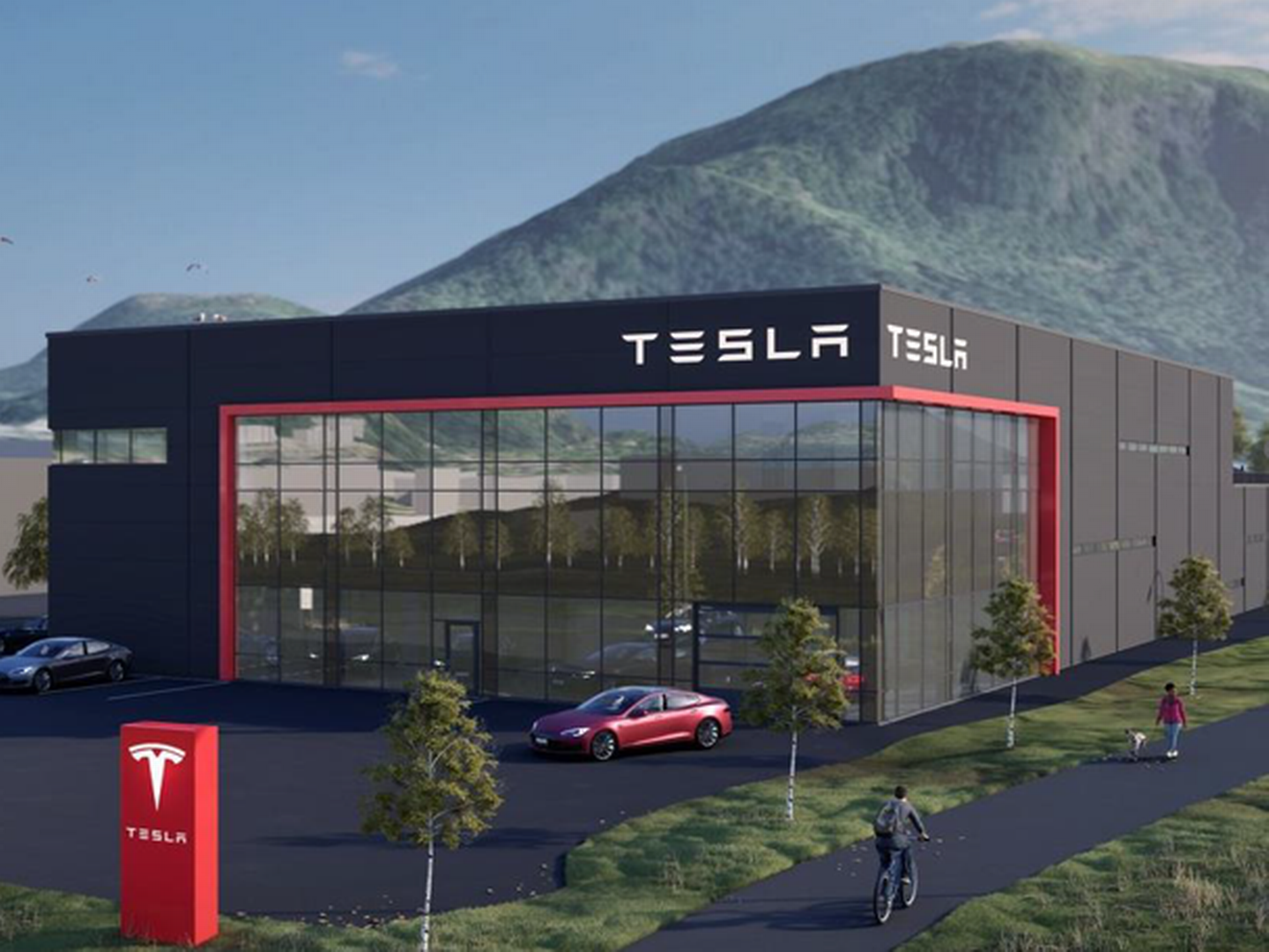NYTT: 25. mai åpnet Tesla det nye anlegget i Hafstadvegen 101 i Førde. | Photo: Nærsenter Utvikling