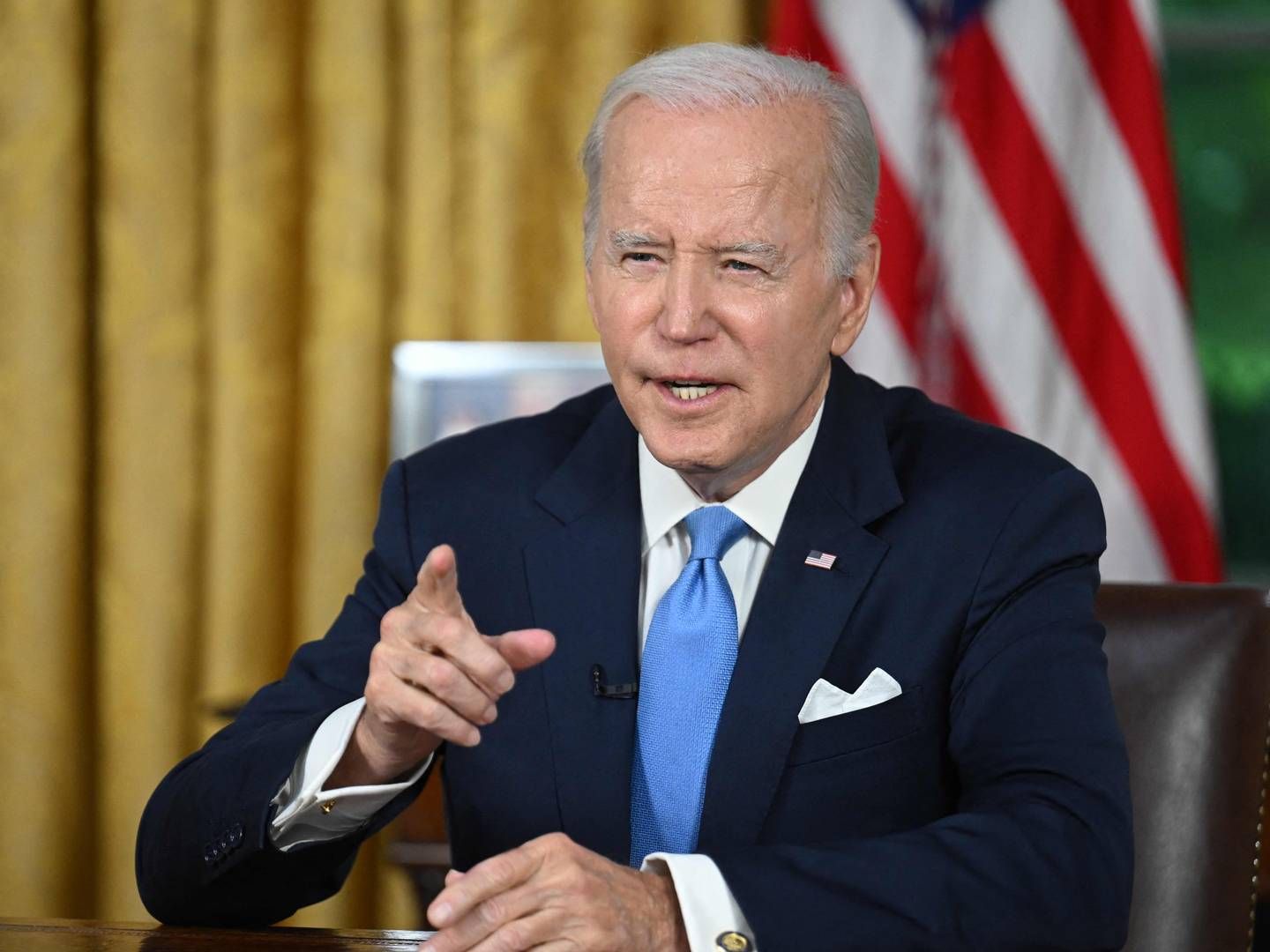"Det var afgørende at nå til enighed, og det er rigtig gode nyheder for det amerikanske folk,” siger Biden i talen fra Det Ovale Værelse natten til lørdag dansk tid. | Foto: Jim Watson/AFP/Ritzau Scanpix