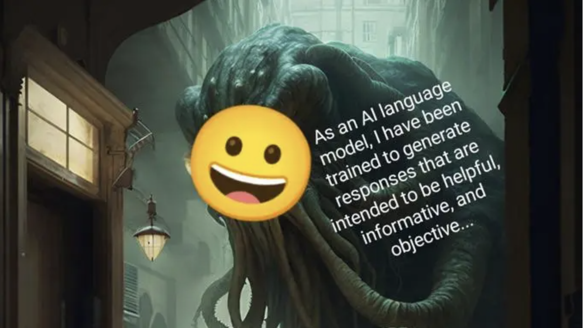 Blæksprutten Shoggoth er blevet et populært meme, der beskriver AI-evolutionen. Den er en ny metafor, der indkapsler en af de mest bizarre kendsgerninger om AI-verdenen: Uvidenhed og frygt blandt de mennesker, der udvikler teknologien. Kilde: Know your meme. public domain.