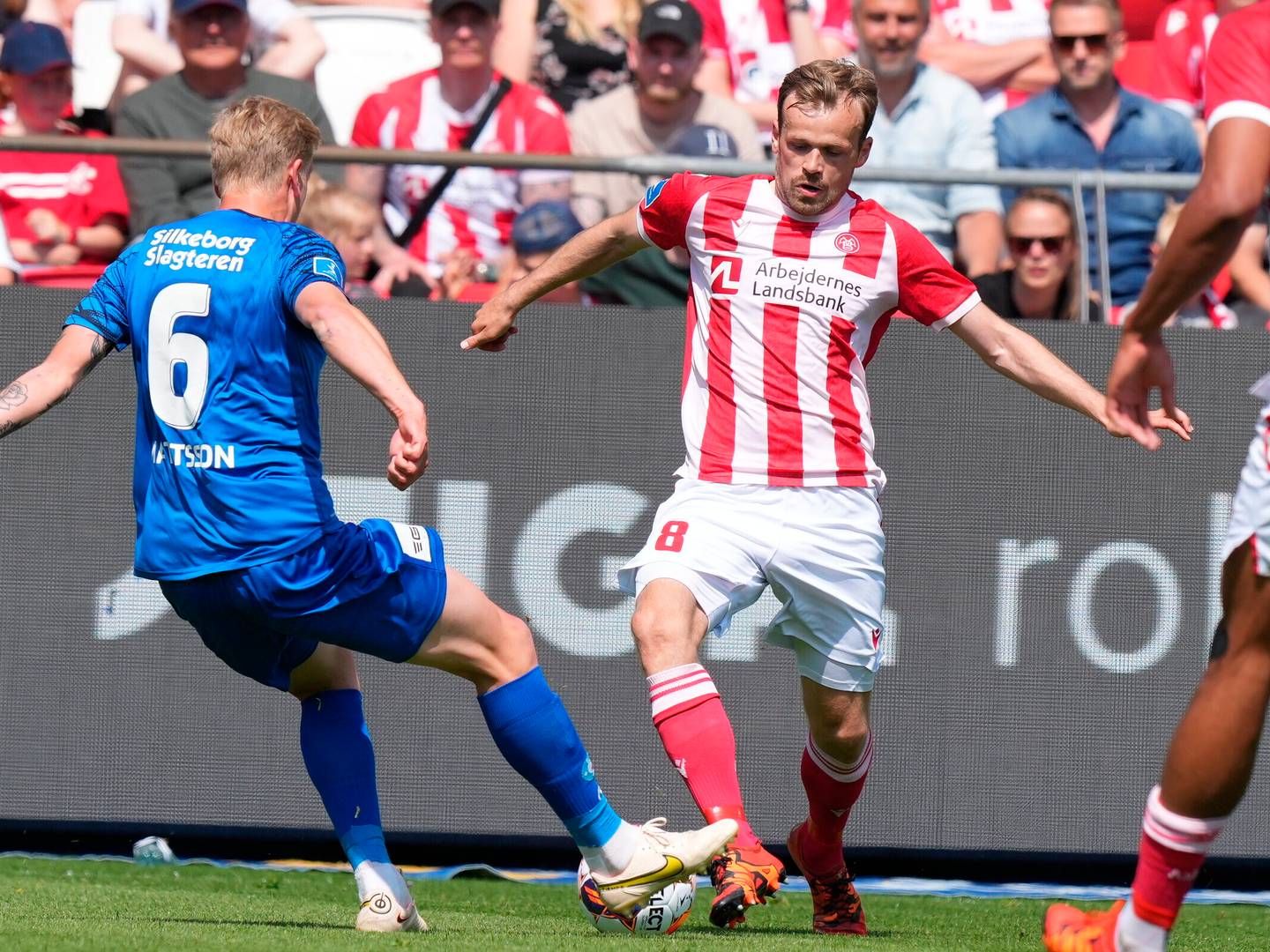 AaB i rødt og hvidt spillede Superliga-sæsonens sidste kamp i weekenden mod Silkeborg. | Foto: Henning Bagger/Ritzau Scanpix