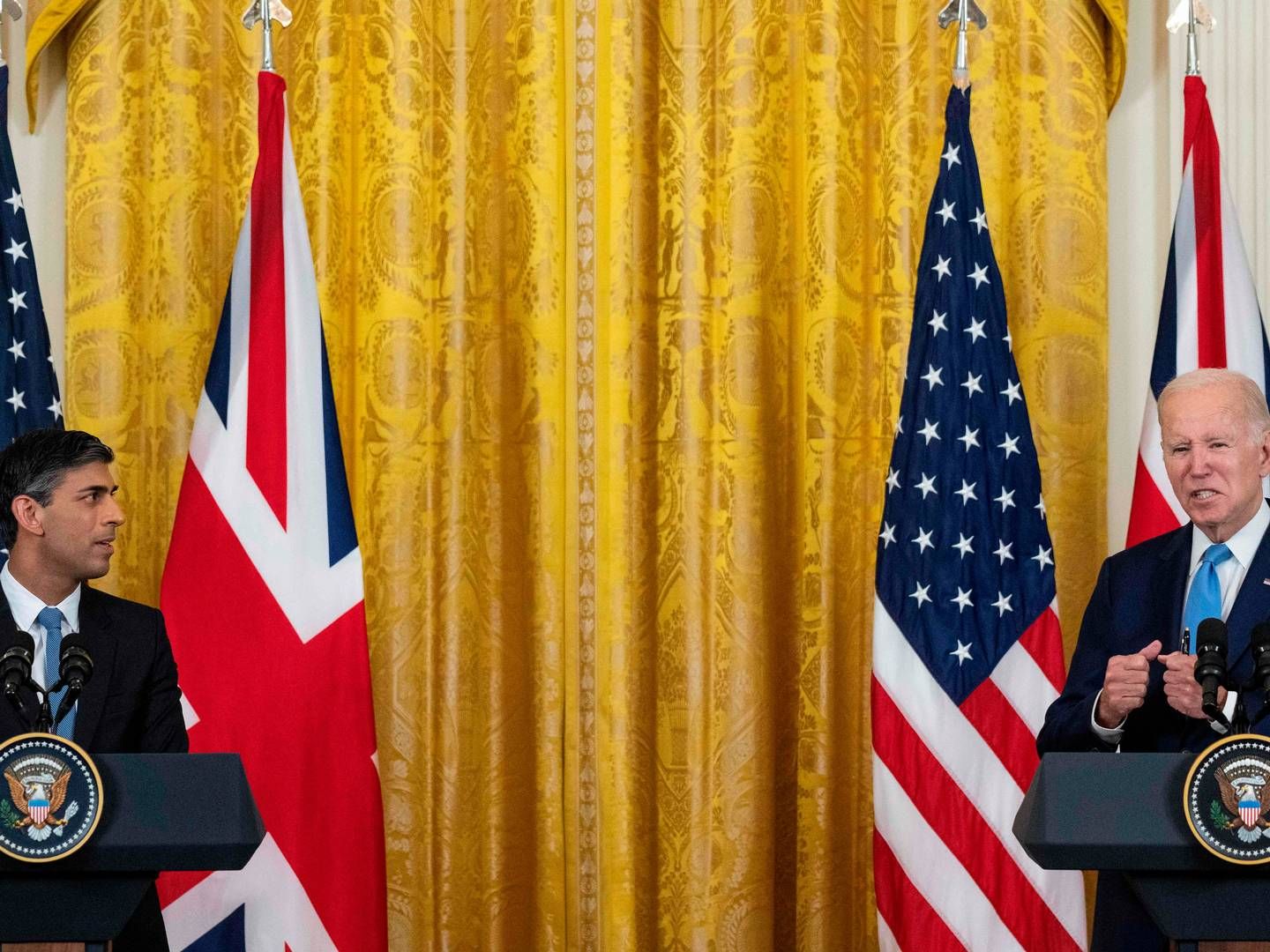 Storbritanniens premierminister, Rishi Sunak, har netop været på besøg hos den amerikanske præsident, Joe Biden. | Foto: Andrew Caballero-Reynolds/AFP/Ritzau Scanpix