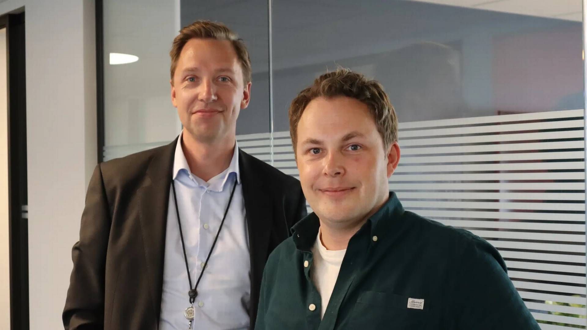 Administrerende direktør i Gjensidige Mobility Group, Daniel Frøyland, og administrerende direktør i Spense, Jonas Lisgård. | Foto: PR