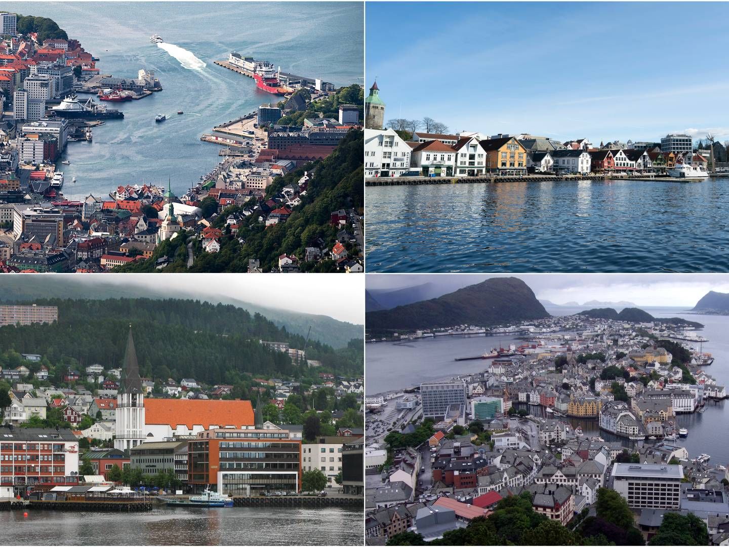 REPRESENTERT: Bergen (øverst til venstre), Stavanger, Molde og Ålesund. | Foto: Marit Hommedal, Fredrik Hagen, Marit Rasmussen, Halvard Alvik (NTB)