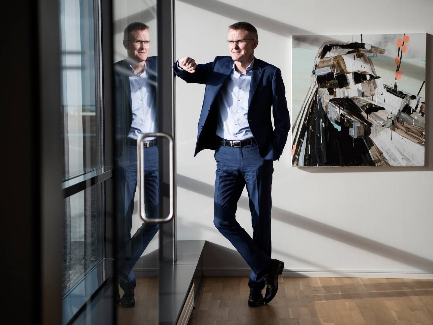 Spar Nord med adm. direktør Lasse Nyby i spidsen opjusterede tirsdag forventningerne til 2022 og venter nu et overskud på 2,1-2,4 mia. kr. | Foto: Gregers Tycho/ERH