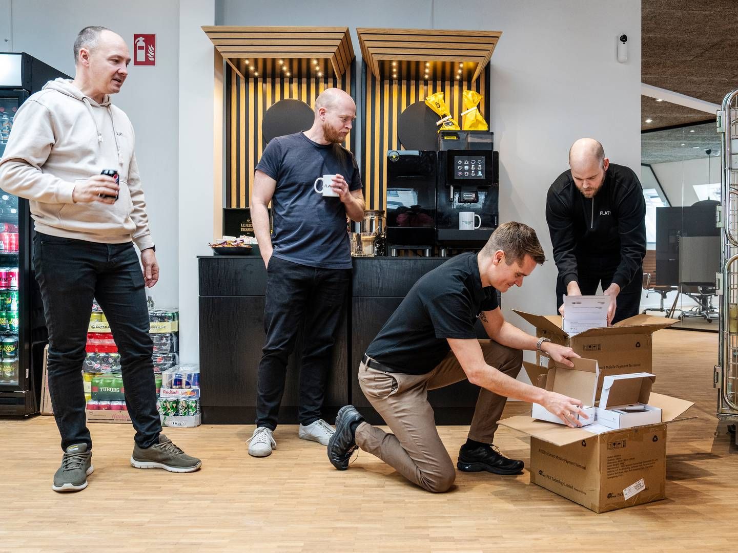Flatpay blev stiftet i fjor. Fra venstre: Peter Lüth, Rasmus Busk, Rasmus Hellmund Carlsen og Sander Sanca-Jensen. | Foto: Stine Bidstrup