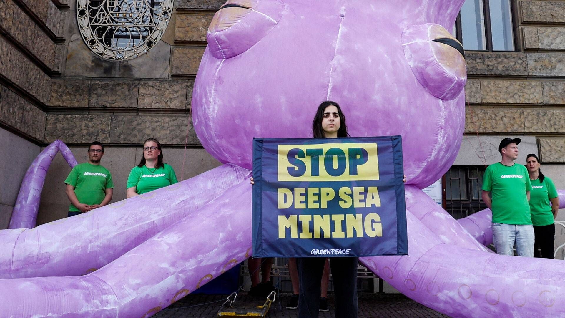 Activists call for an end to deep-sea mining during a demonstration in Prague earlier this month. | Photo: David W Cerny/Reuters/Ritzau Scanpix
