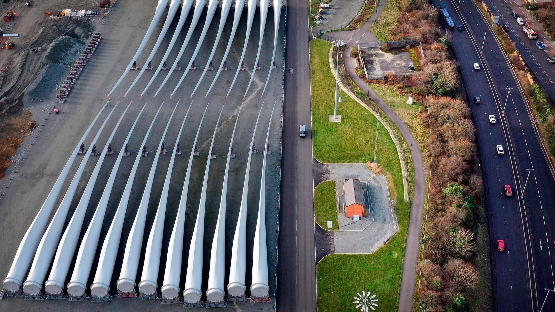 Vindmøllevinger hos Siemens Gamesas fabrik i Hull, England. | Foto: Paul Ellis/AFP/Ritzau Scanpix