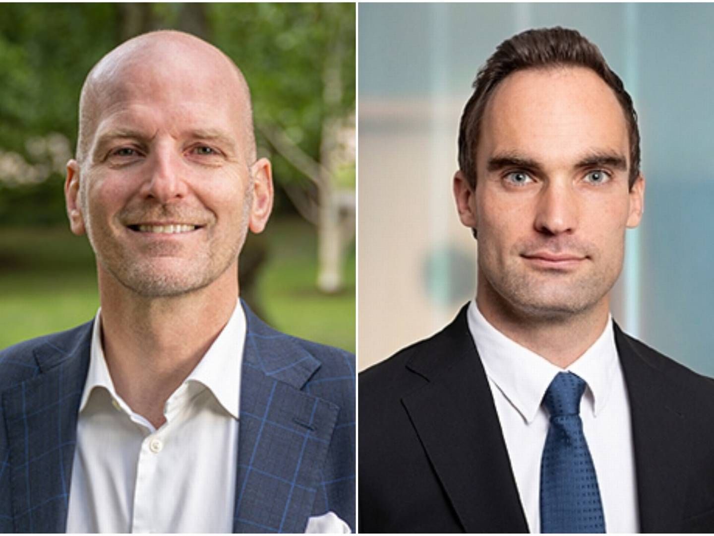 ØNSKER SOLCELLER VELKOMMEN: Jon Dahlberg Årstad, administrerende direktør I Newsec, samt Jonathan Andreas Barfod, partner og investeringsdirektør i Pareto Alternative Investments. | Foto: Newsec og Pareto. Fotomontasje: EiendomsWatch