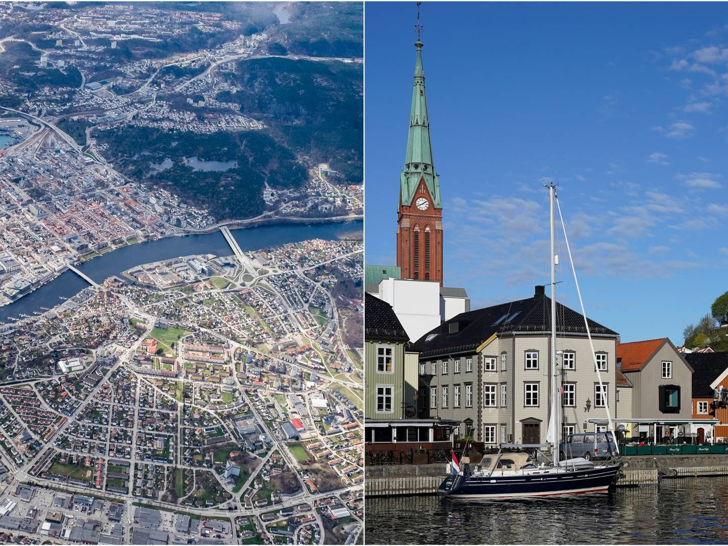 TO BYER: Kristiansand (t.v.) og Arendal er alene om å være med på listen. | Foto: Tor Erik Schrøder og Terje Bendiksby / NTB