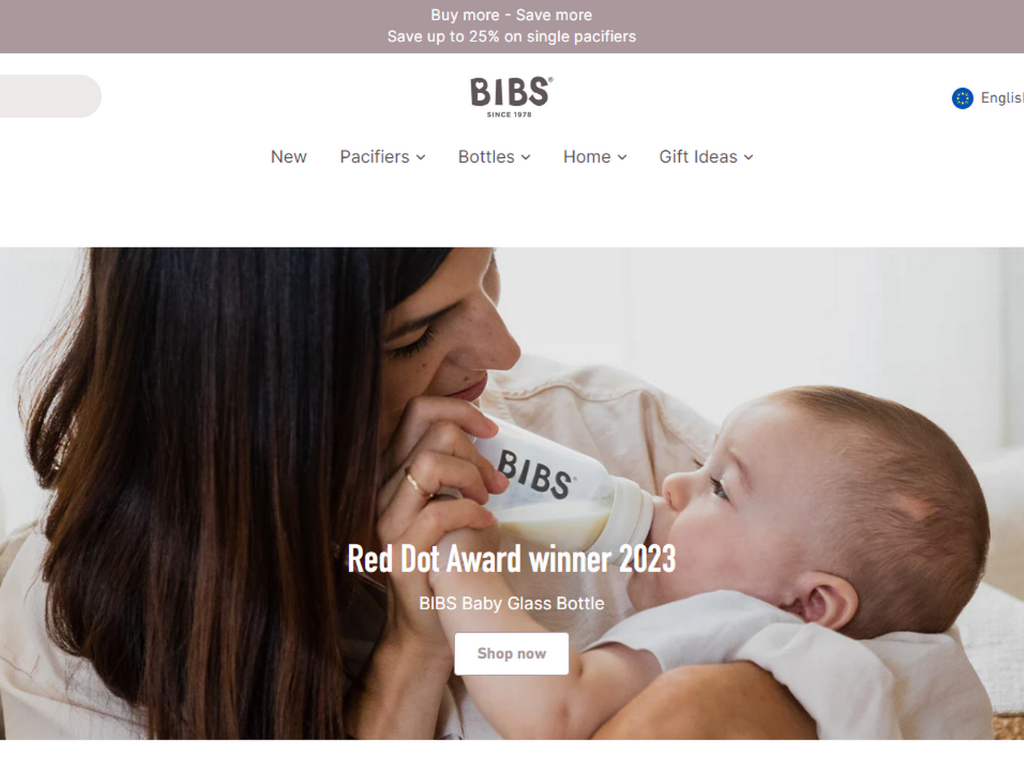 Bibs sælger i dag sutter i omkring 100 lande. | Foto: Screenshot af Bibs webshop