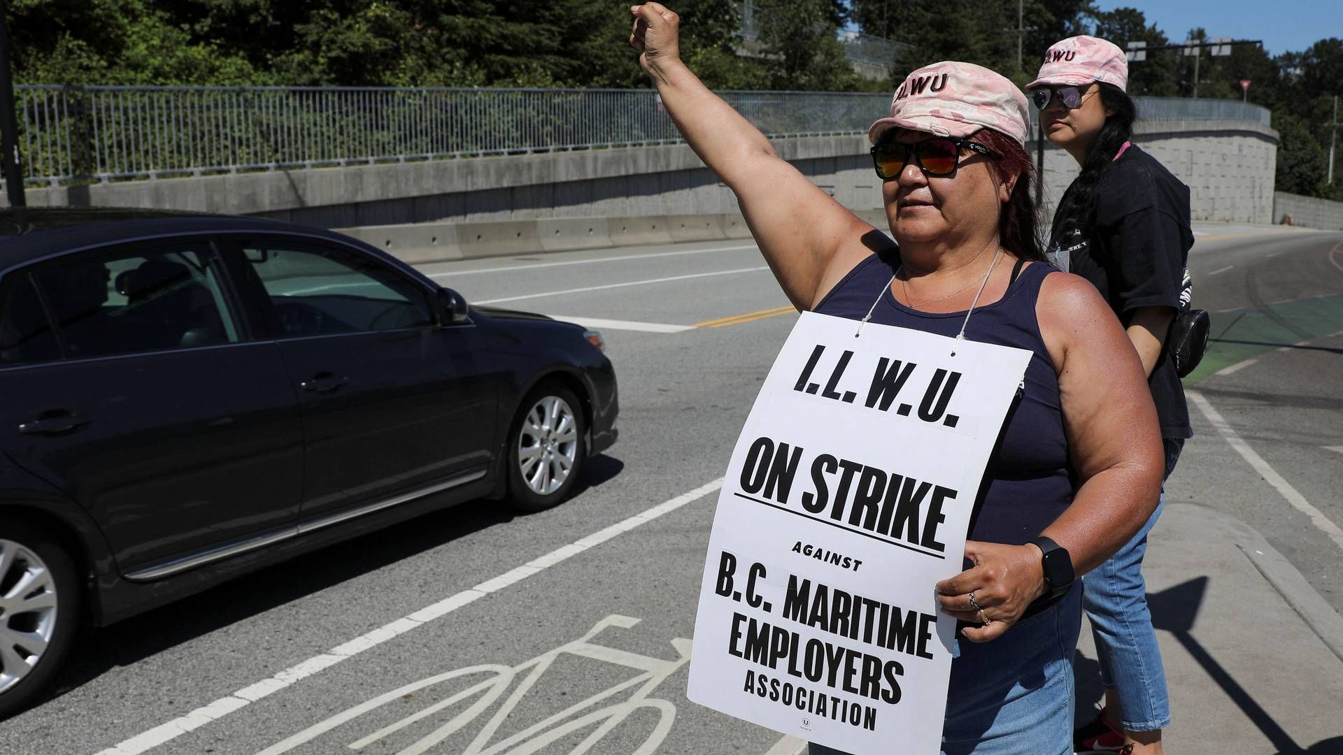 Longshoremen with the International Longshore and Warehouse Union Canada (ILWU) strike outside the Port of Vancouver, Canada July 1, 2023. | Photo: Chris Helgren/Reuters/Ritzau Scanpix