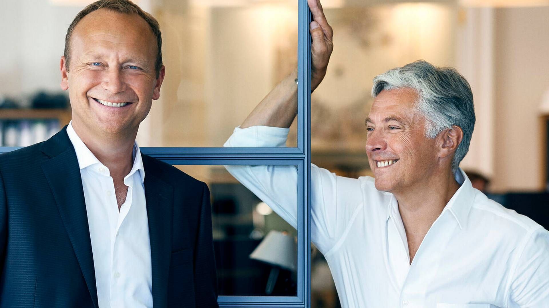 Jesper Brinkmann (t.v.) overtog sidste år posten som adm. direktør i Oskar Group efter ejeren, Henrik Wessmann (t.h.). | Foto: Pr / Oskar Group