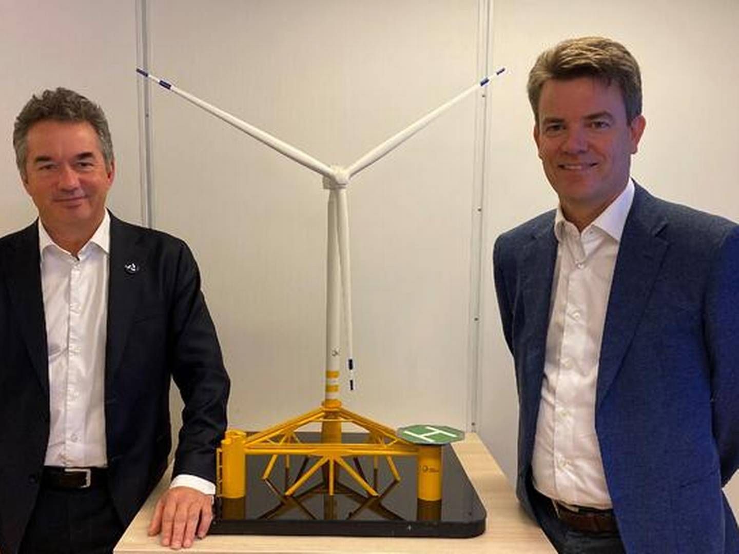IKKE BEKYMRET: Gunnar Birkeland (t.v.) som er sjef i Source Galileo Norge har inngått havvind-partnerskap med blant andre Odfjell OceanWind og Per Lund. | Foto: Source Galileo Norge