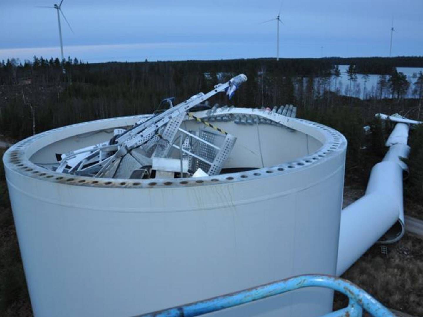 I slutningen af 2020 kollapsede en nyopført mølle på det svenske Aldermyrberget-projekt. | Foto: Vestas/statens Haverikommission