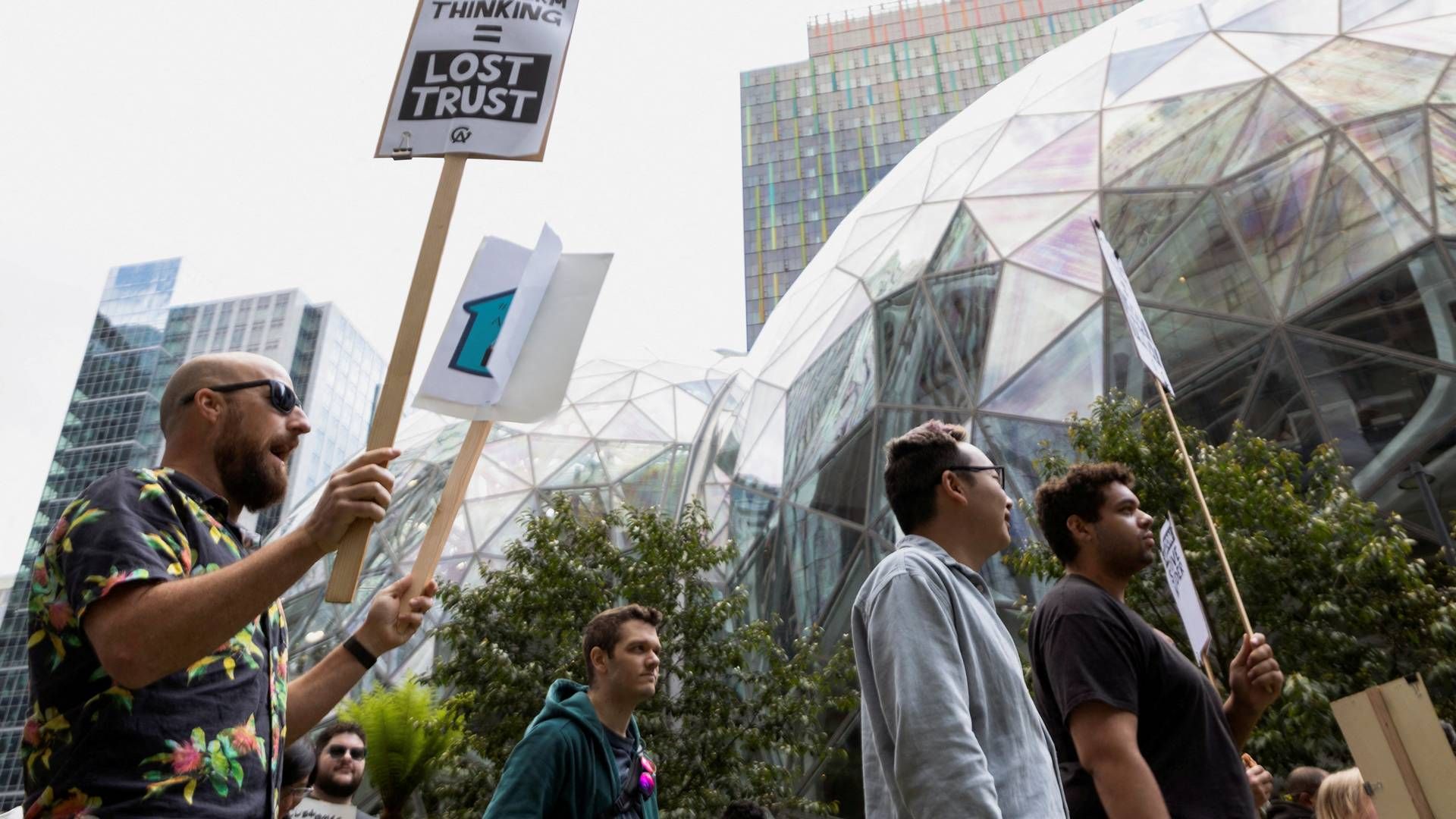 Protester mod Amazons arbejdsregler ved hovedkvarteret i Seattle, 31. maj 2023. | Foto: Matt Mills Mcknight/reuters/ritzau Scanpix