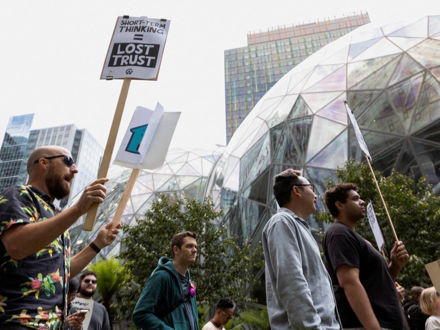 Protester mod Amazons arbejdsregler ved hovedkvarteret i Seattle, 31. maj 2023. | Foto: Matt Mills Mcknight/reuters/ritzau Scanpix