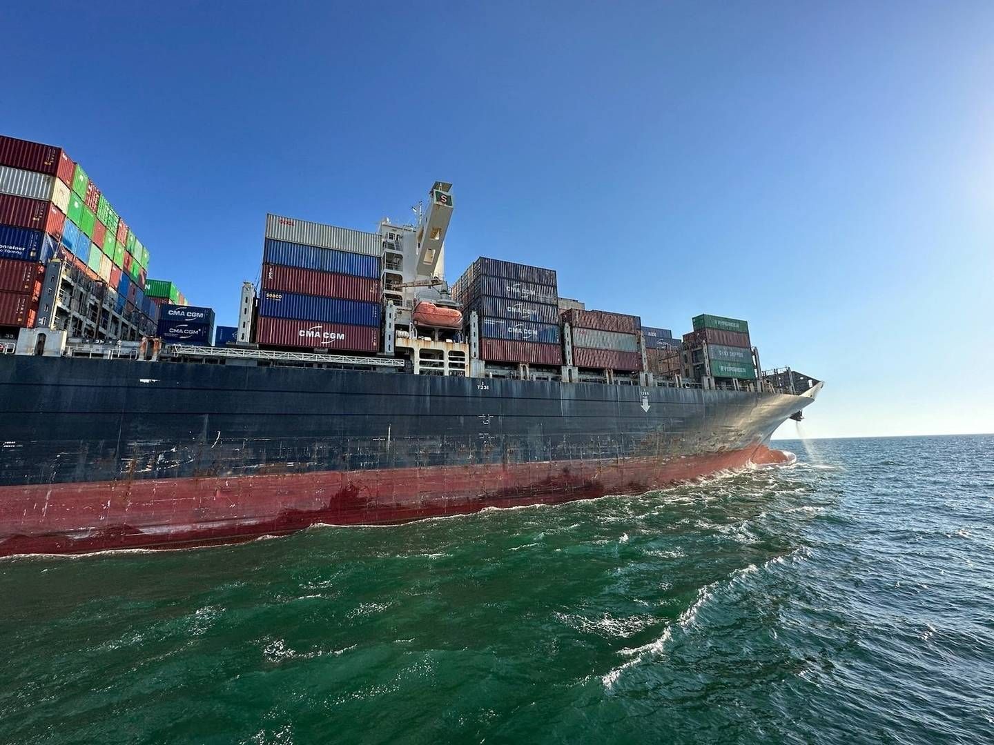 The Hong Kong-flagged container ship left the port of Odessa Wednesday morning via a temporary "humanitarian corridor." | Photo: Ukrainian Deputy Prime Minister