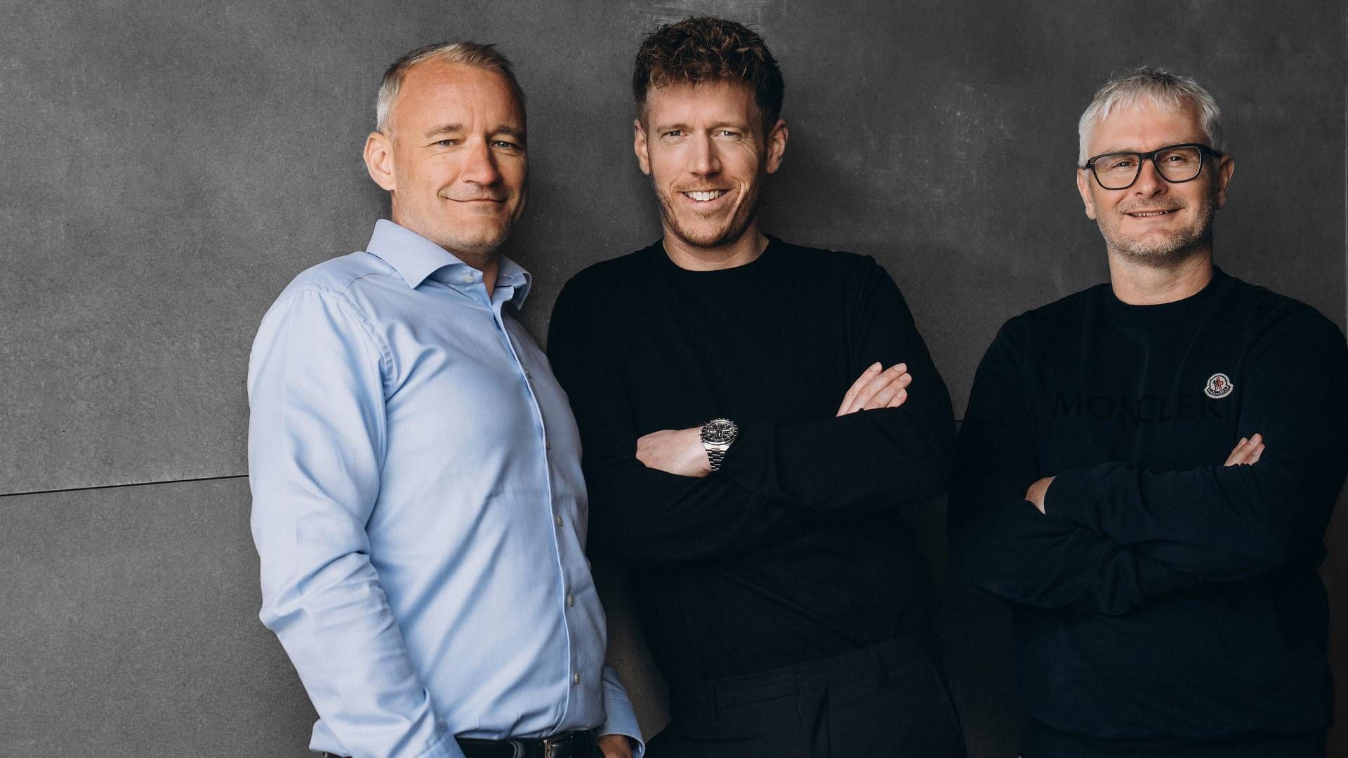 Kristian Jørgensen (i midten) ejer som adm. direktør 50 pct. af Propinvest, som han denne sommer har stiftet sammen med Jacob Westergreen (t.v.) og Anders Bach (t.h.). | Foto: PR