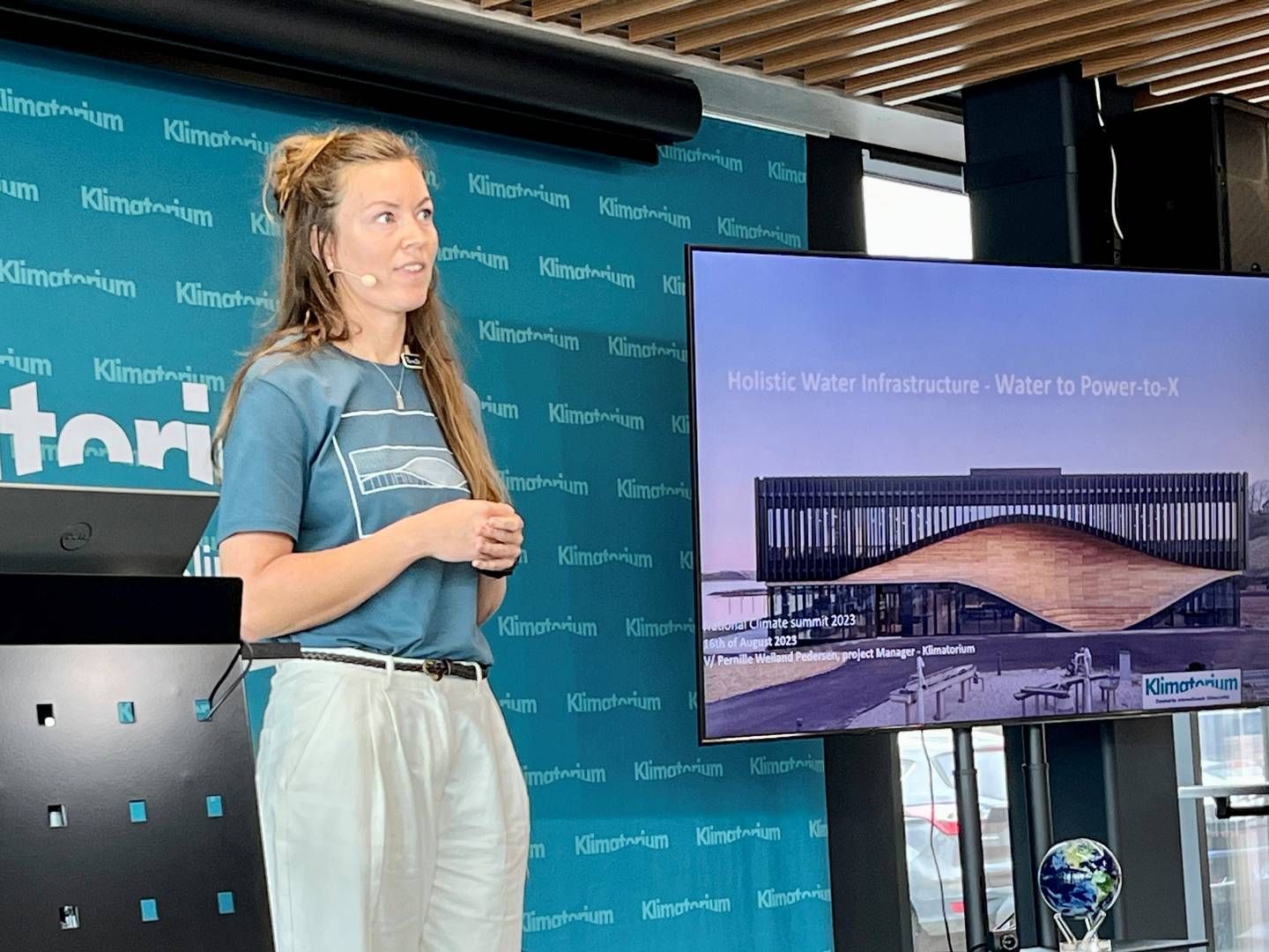 Pernille Weiland Pedersen fortalte om PtX-projektet, da Klimatorium var vært for Det Nationale Klimatopmøde. | Foto: Casper Vagner Christensen