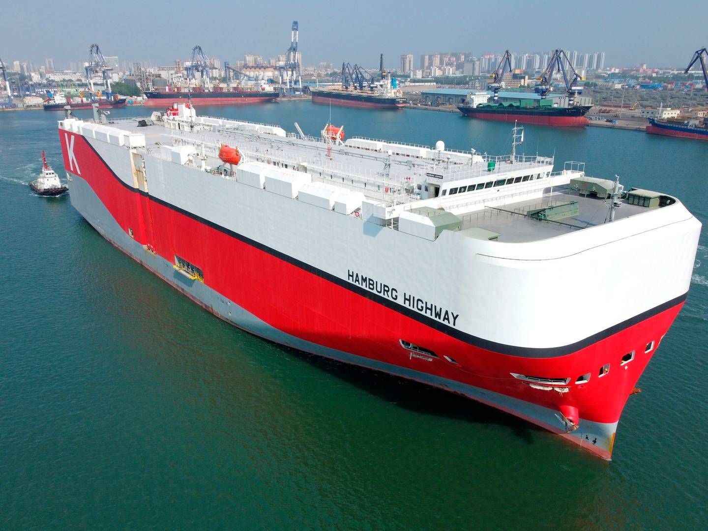 A car carrier from Japanese K-Line, one of the two shipping companies convicted in Canada in a price-fixing case. | Photo: Tang Ke/AP/Ritzau Scanpix