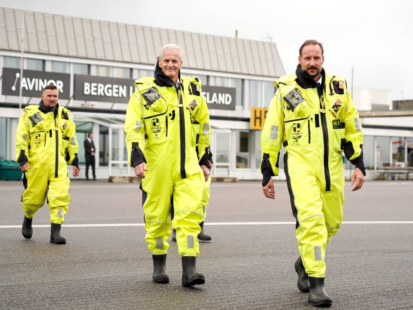 ÅPNET: Kronprins Haakon og statsminister Jonas Gahr Støre før de flyr ut for å åpne den flytende havvindparken Hywind Tampen i august. | Foto: Ole Berg-Rusten / NTB