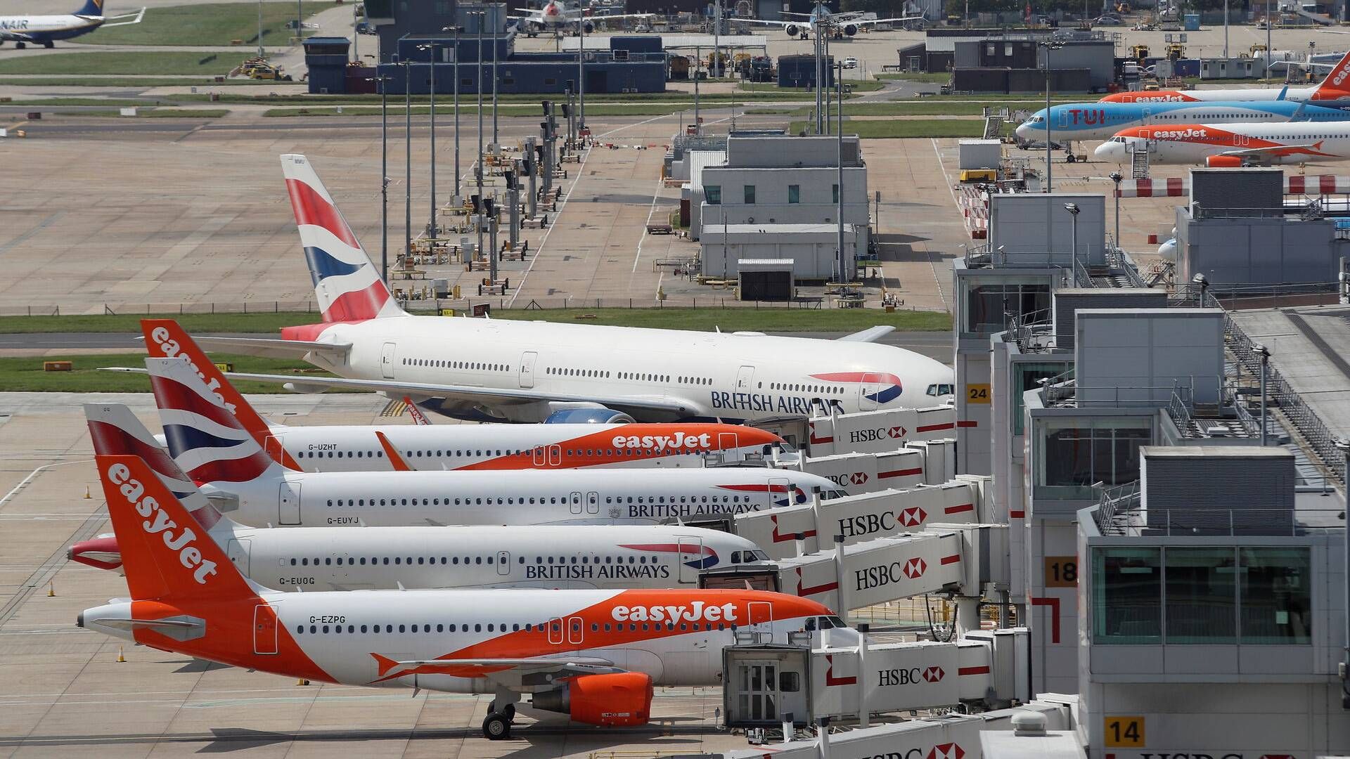 Blandt andet i Londons lufthavn Gatwick har flytrafikken været påvirket af den tekniske fejl. | Foto: Peter Nicholls/Reuters/Ritzau Scanpix