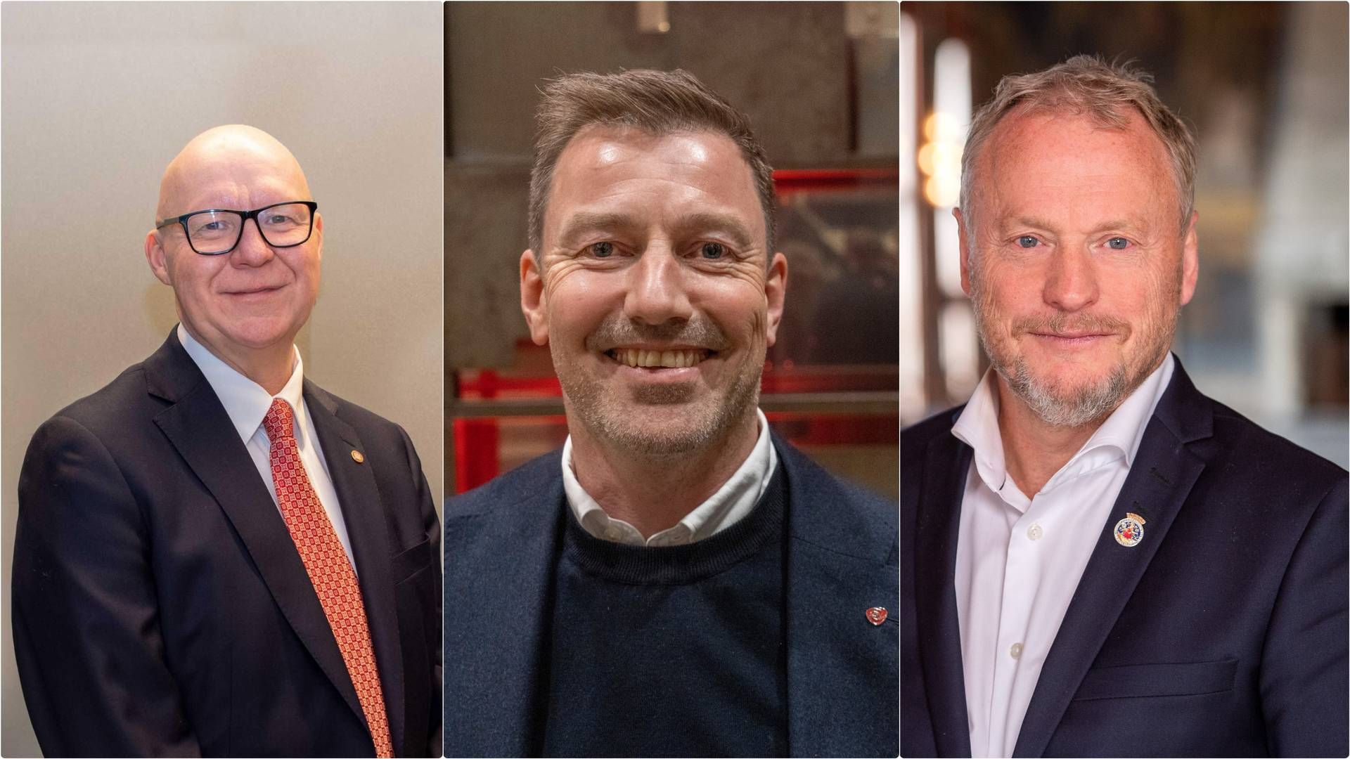 KAN BLI ØKT EIENDOMSSKATT: Ap-politikere fra venstre: Rune Bakervik, byrådsleder i Bergen, Emil Raaen, ordførerkandidat i Trondheim ved kommunevalget 2023 og Raymond Johansen, byrådsleder i Oslo. | Foto: Asle Bentzen, Ole Berg-Rusten / NTB og Sturlason. Collage: EiendomsWatch