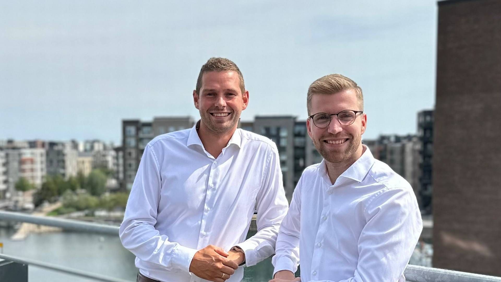 De tidligere Nordea-chefer Henrik Nors (tv) og Oliver Bossen (th) har stiftet nyt rådgivningsfirma. | Foto: Norbo pr