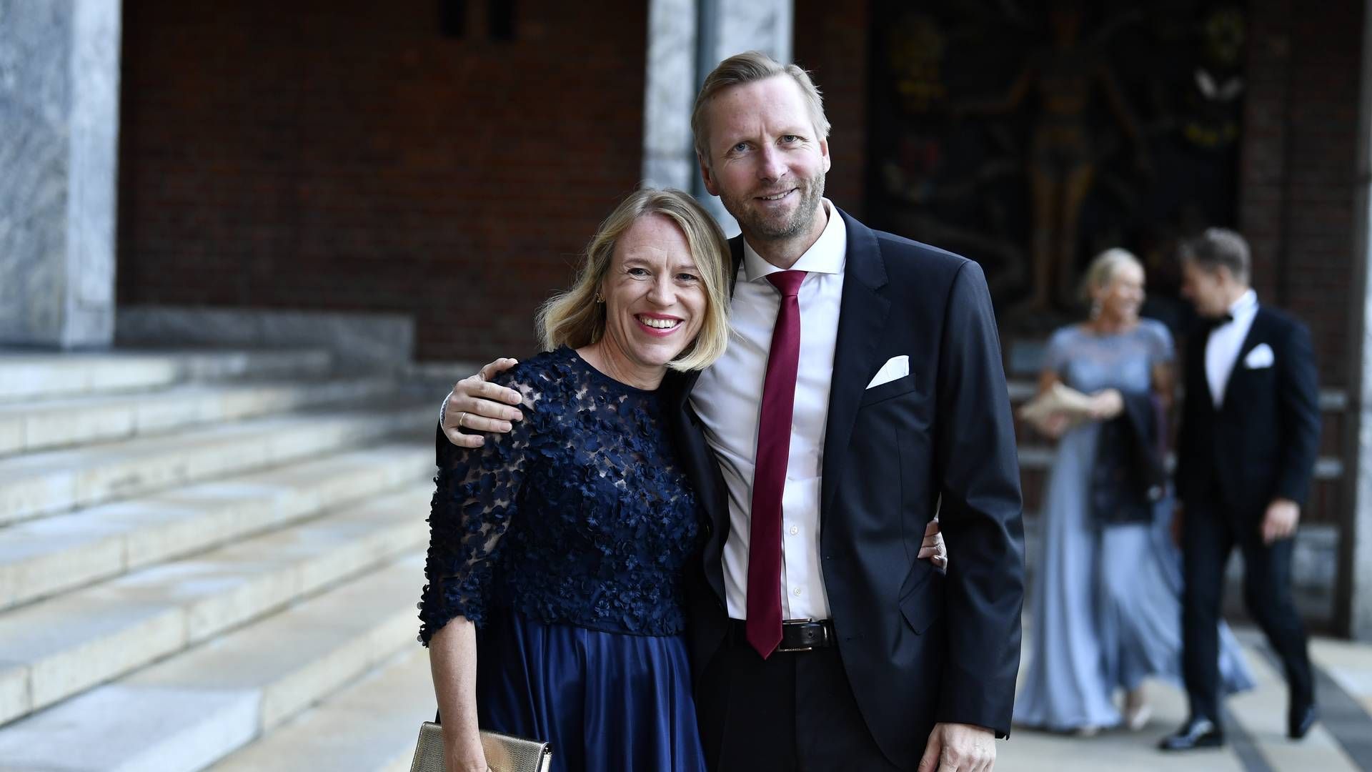 Utenriksminister Anniken Huitfeldt og ektemannen Ola Flem, her ved avslutningsmiddagen for stortingsrepresentantene og medlemmer av regjeringen i Oslo rådhus 2021. | Foto: Naina Helen Jåma/NTB