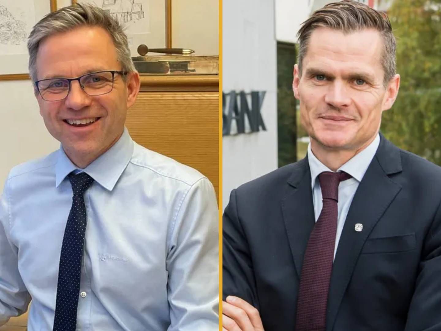 Banksjef i Voss Veksel- og Landmandsbank, Stig Gunnar Røthe, og banksjef i Voss Sparebank, Jørund Rong.